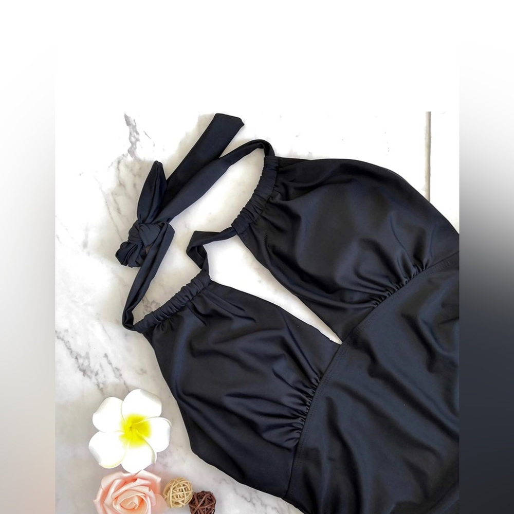 NWT Large EastElegant Black Maternity Swimsuit (2 Styles in 1)
